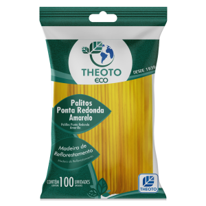 Palito De Sorvete Ponta Redonda Amarelo 100 Unidades | Theoto