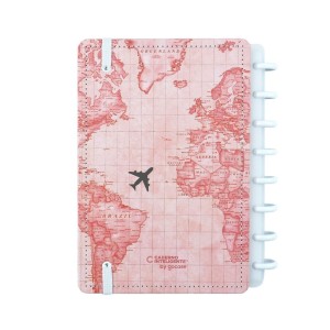 Caderno Inteligente A5 By Gocase Mapa Mundi Rosa | Caderno Inteligente