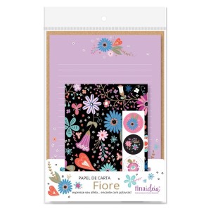Papel de carta com 4 Unidades Fiore | Fina Ideia