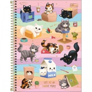 Caderno Universitário 1 Matéria Purrfect Cats 80 Folhas | Tilibra