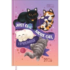 Agenda Costurada Petit M3 Purrfect Cats 2026 | Tilibra