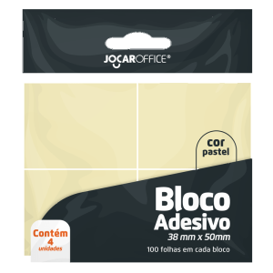 Bloco Adesivo Amarelo Pastel 38x50 C/ 4 Blocos 100f | Jocar