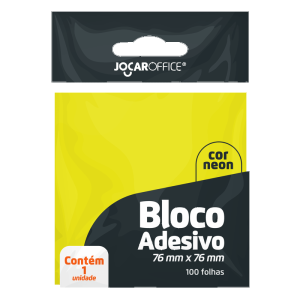 Bloco Adesivo Amarelo Neon 76mmX76mm | Jocar