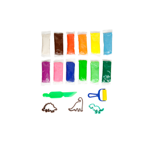 Kit Massa De Modelar Dino 12 Cores Mais 5 Moldes | Leo e Leo