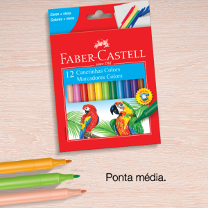 Canetinha Hidrográfica Ponta Fina 12 Cores| Faber-Castell